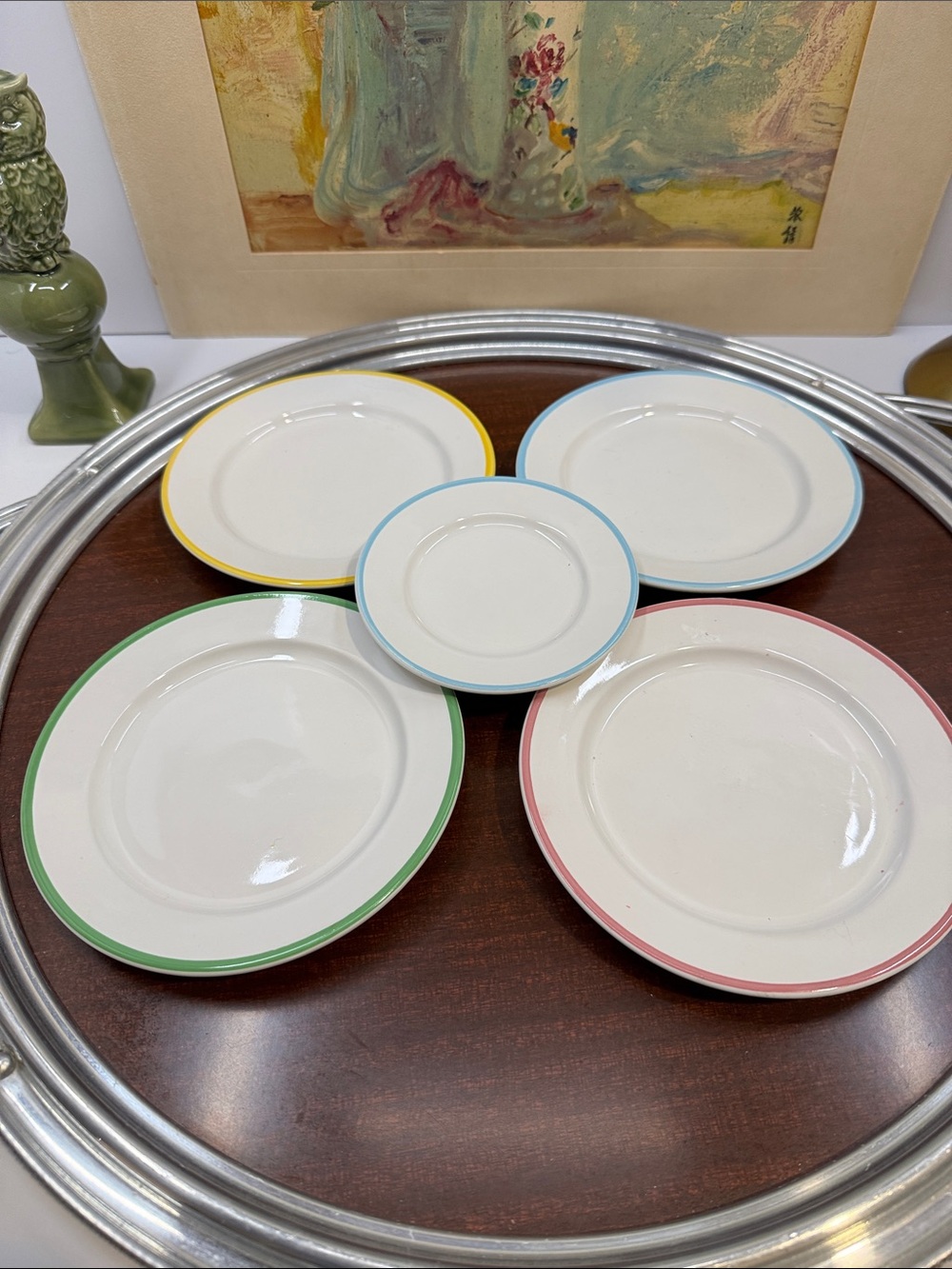Vintage IKEA DUKTIG Mini Pastel Ceramic Plates Set of 5 Children's Dishes